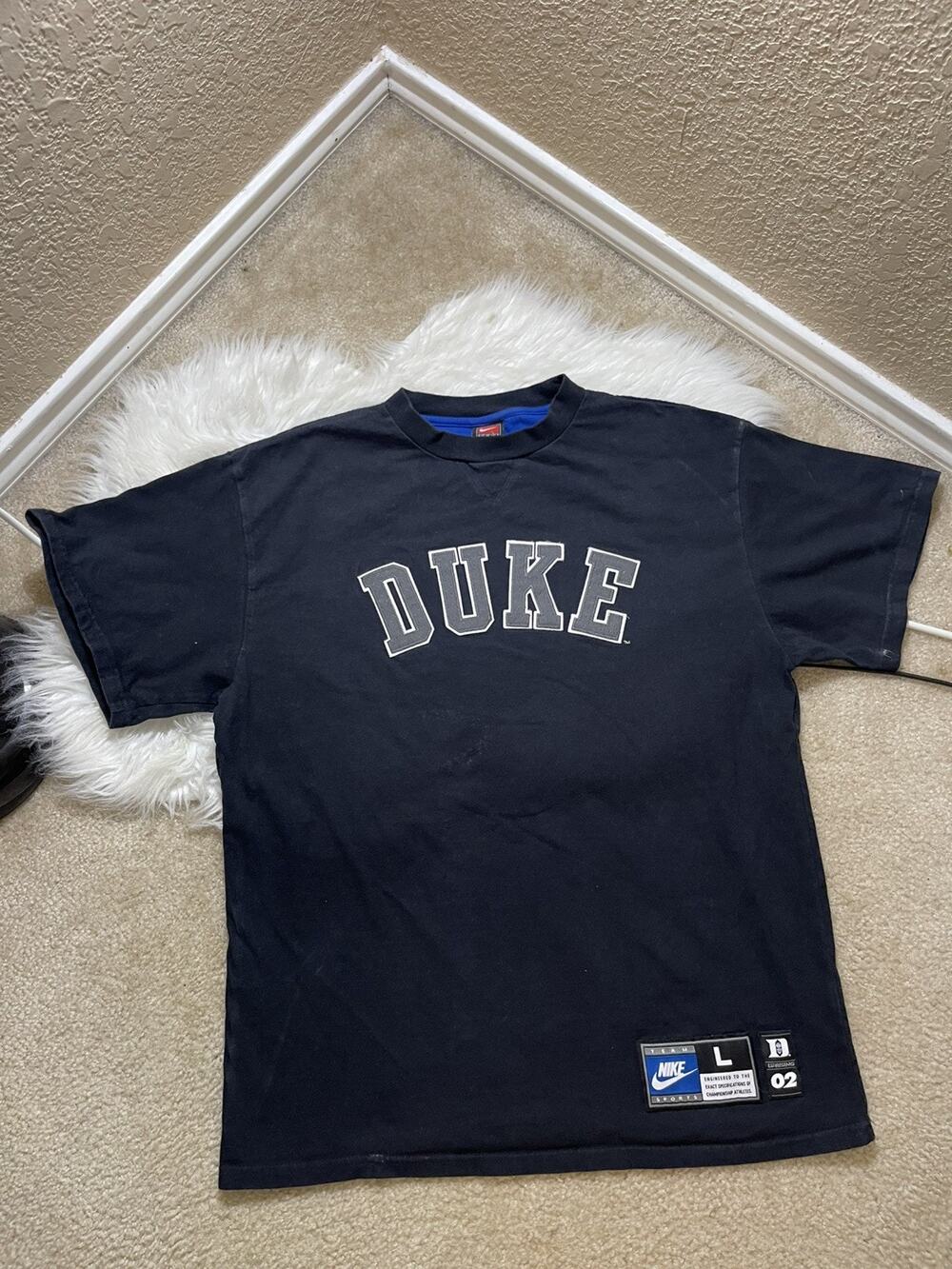 Vintage DUKE Nike T Shirt Mens L Black Short Sleeve Uprising Team Sport Cotton